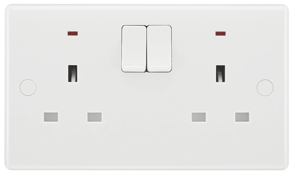 British General 800 Series 13A 2-Gang SP Switched Power Socket White With LED 4 British General 800 Series 13A 2-Gang SP Switched Power Socket White With LED - Image 2