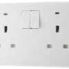 British General 800 Series 13A 2-Gang SP Switched Power Socket White With LED -British General Shop 709XF P