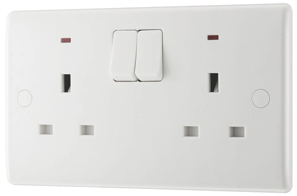 British General 800 Series 13A 2-Gang SP Switched Power Socket White With LED 3 British General 800 Series 13A 2-Gang SP Switched Power Socket White With LED