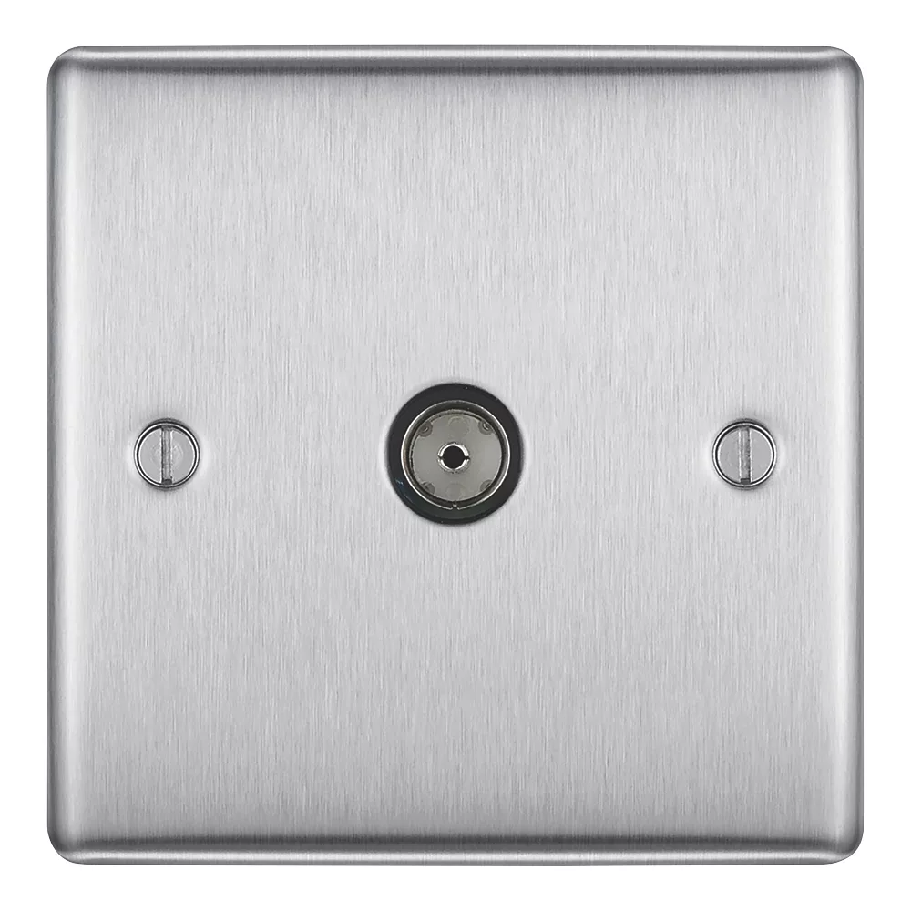 British General Nexus Metal 1-Gang Coaxial TV / FM Socket Brushed Steel 4 British General Nexus Metal 1-Gang Coaxial TV / FM Socket Brushed Steel - Image 2