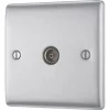 British General Nexus Metal 1-Gang Coaxial TV / FM Socket Brushed Steel -British General Shop 71165 P