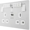 British General Evolve 13A 2-Gang SP Switched Double Socket With WiFi Extender + 2.1A 1-Outlet Type A USB Charger Brushed Steel With White Inserts 1 British General Evolve 13A 2-Gang SP Switched Double Socket With WiFi Extender + 2.1A 1-Outlet Type A USB Charger Brushed Steel With White Inserts -British General Shop 713RF P