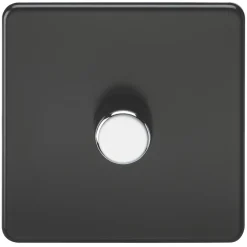 Knightsbridge SF2181MB 1-Gang 2-Way LED Dimmer Switch With Chrome Button Matt Black
