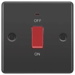 LAP 45A 1-Gang DP Cooker Switch Black Nickel With LED -British General Shop 7151P A2