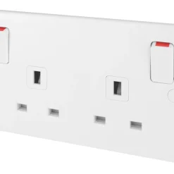 Schneider Electric Ultimate Slimline 13A 2-Gang DP Switched Plug Socket White
