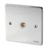 Schneider Electric Ultimate Low Profile 1-Gang Coaxial TV Socket Polished Chrome With White Inserts