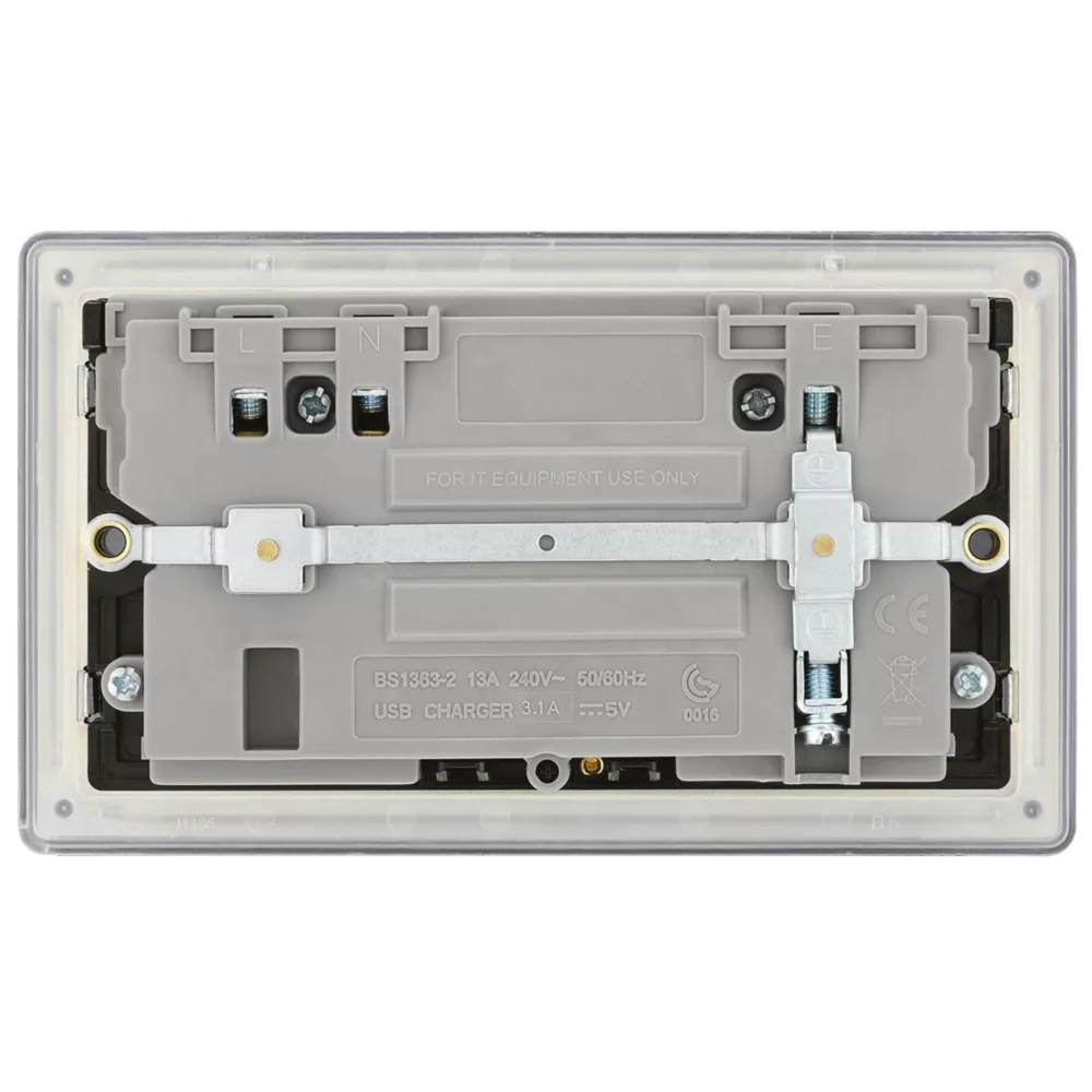 LAP 13A 2-Gang DP Switched Socket + 3.1A 2-Outlet Type A USB Charger Slate Grey With Black Inserts 6 LAP 13A 2-Gang DP Switched Socket + 3.1A 2-Outlet Type A USB Charger Slate Grey With Black Inserts - Image 4