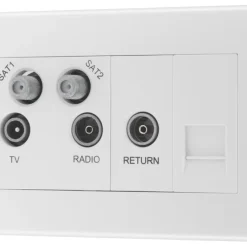 British General 800 Series 2-Gang Quadruplex TV Socket White