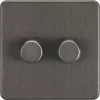 Knightsbridge SF2182SB 2-Gang 2-Way LED Dimmer Switch Smoked Bronze 2 Knightsbridge SF2182SB 2-Gang 2-Way LED Dimmer Switch Smoked Bronze -British General Shop 722TY P
