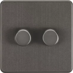 Knightsbridge SF2182SB 2-Gang 2-Way LED Dimmer Switch Smoked Bronze