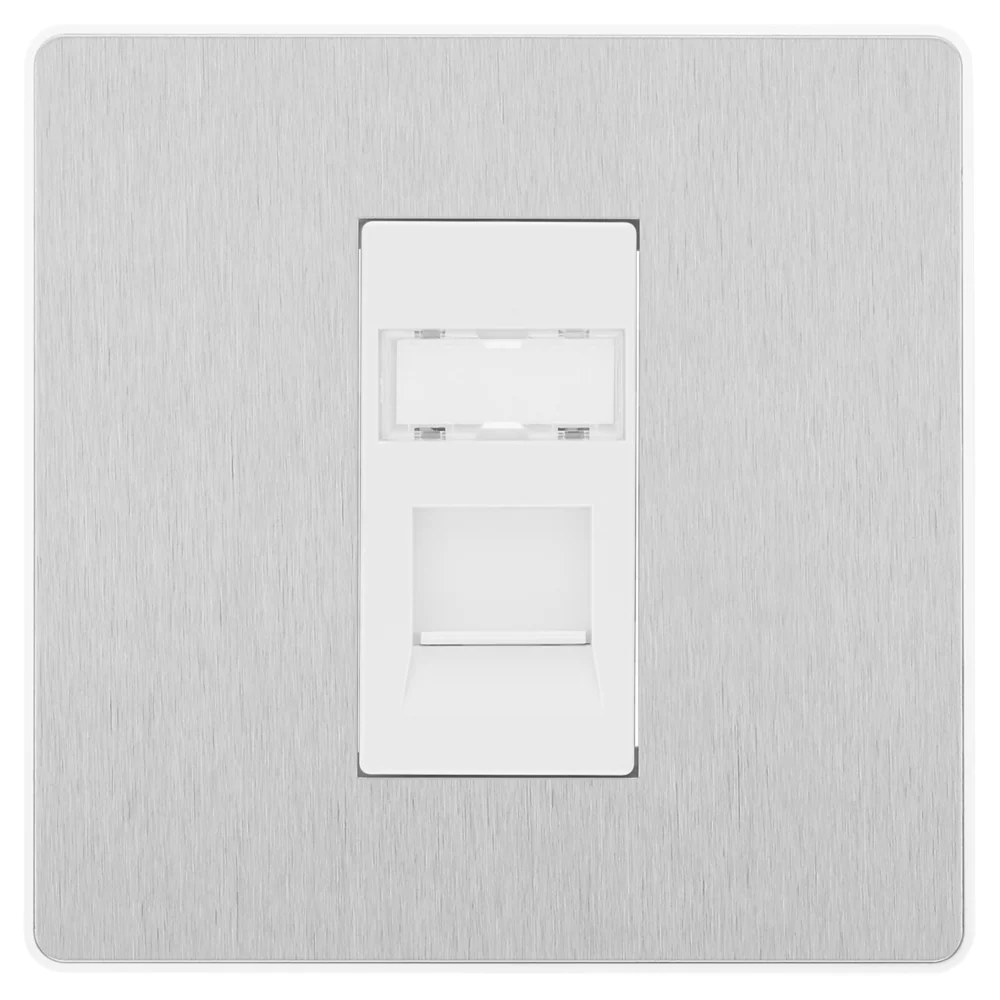British General Evolve RJ45 Ethernet Socket Brushed Steel With White Inserts 4 British General Evolve RJ45 Ethernet Socket Brushed Steel With White Inserts - Image 2