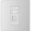 British General Evolve RJ45 Ethernet Socket Brushed Steel With White Inserts -British General Shop 723XF P