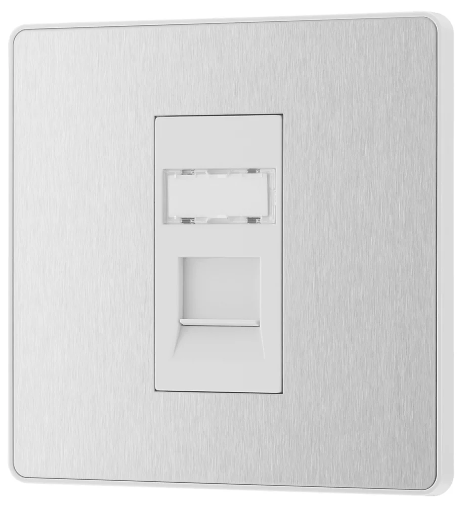 British General Evolve RJ45 Ethernet Socket Brushed Steel With White Inserts 3 British General Evolve RJ45 Ethernet Socket Brushed Steel With White Inserts