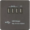 Knightsbridge SFQUADSB 5.1A 4-Outlet Type A USB Socket Smoked Bronze With Black Inserts -British General Shop 725TX P