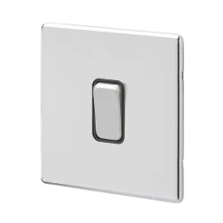 MK Aspect 10AX 1-Gang 2-Way Switch Polished Chrome With Black Inserts