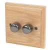 Varilight V-Pro 2-Gang 2-Way LED Dimmer Switch Classic Oak -British General Shop 7272H P