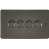 Knightsbridge FP2184GM 4-Gang 2-Way LED Dimmer Switch Gunmetal -British General Shop 728TY P