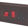 Varilight 45AX 2-Gang DP Cooker Switch & 13A DP Switched Socket Dark Oak With Black Inserts -British General Shop 7305H P