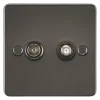 Knightsbridge FP0140GM 2-Gang Isolated Coaxial TV & F-Type Satellite Socket Gunmetal -British General Shop 730VF P