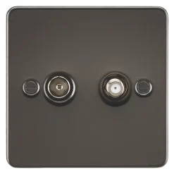 Knightsbridge FP0140GM 2-Gang Isolated Coaxial TV & F-Type Satellite Socket Gunmetal