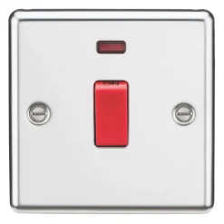 Knightsbridge CL81NPC 45A 1-Gang DP Control Switch Polished Chrome With LED