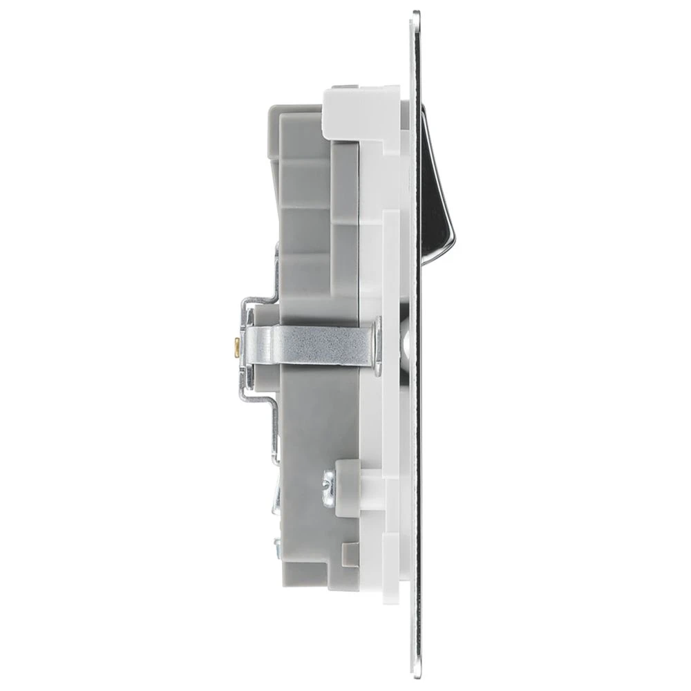 LAP 13A 2-Gang SP Switched Socket + 3.1A 2-Outlet Type A USB Charger Polished Chrome With White Inserts 7 LAP 13A 2-Gang SP Switched Socket + 3.1A 2-Outlet Type A USB Charger Polished Chrome With White Inserts - Image 5