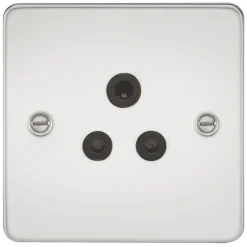 Knightsbridge FP5APC 5A 1-Gang Unswitched Socket Polished Chrome With Black Inserts