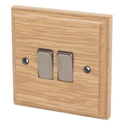 Varilight 10AX 2-Gang 2-Way Light Switch Classic Oak