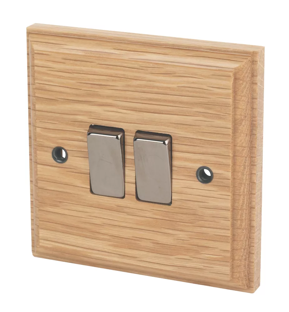 Varilight 10AX 2-Gang 2-Way Light Switch Classic Oak 2 Varilight 10AX 2-Gang 2-Way Light Switch Classic Oak