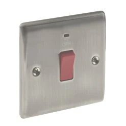 British General Nexus Metal 45A 1-Gang DP Cooker Switch Brushed Iridium With LED -British General Shop 73881 A2