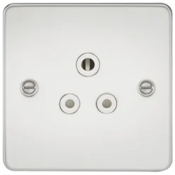 Knightsbridge FP5APCW 5A 1-Gang Unswitched Socket Polished Chrome With White Inserts
