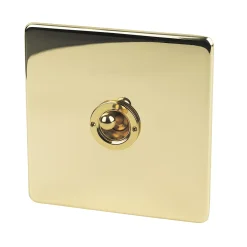 Crabtree Platinum 10AX 1-Gang 2-Way Toggle Switch Polished Brass