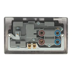 British General Nexus Metal 45A 1-Gang DP Cooker Switch & 13A DP Switched Socket Brushed Iridium With LED With Black Inserts -British General Shop 74079 A2