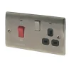British General Nexus Metal 45A 1-Gang DP Cooker Switch & 13A DP Switched Socket Brushed Iridium With LED With Black Inserts