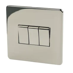 Crabtree Platinum 10AX 3-Gang 2-Way Light Switch Black Nickel
