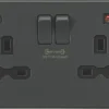 Knightsbridge SFR9909AT 13A 2-Gang DP Switched Socket + 4.0A 2-Outlet Type A & C USB Charger Anthracite With Black Inserts 1 Knightsbridge SFR9909AT 13A 2-Gang DP Switched Socket + 4.0A 2-Outlet Type A & C USB Charger Anthracite With Black Inserts -British General Shop 742TY P