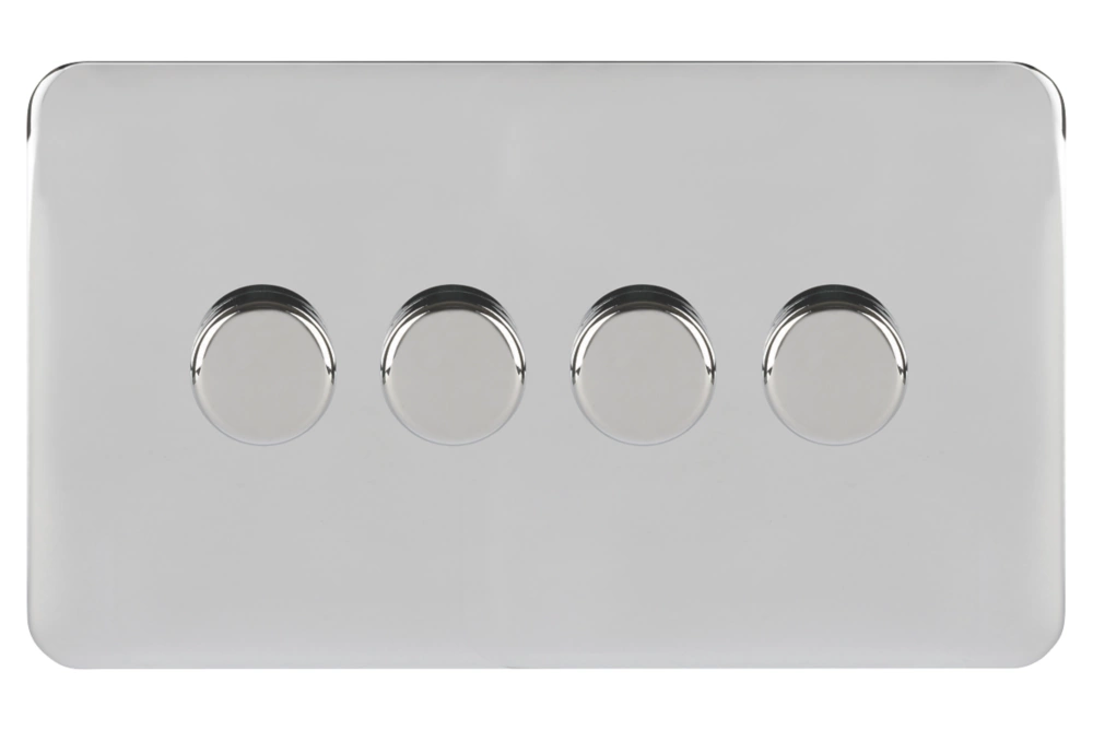 Schneider Electric Lisse Deco 4-Gang 2-Way Dimmer Switch Polished Chrome 4 Schneider Electric Lisse Deco 4-Gang 2-Way Dimmer Switch Polished Chrome - Image 2