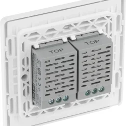 British General Evolve 2-Gang 2-Way LED Double Master Touch Trailing Edge Dimmer Switch Brushed Steel With White Inserts -British General Shop 743PY A4