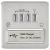Knightsbridge FPQUADBCG 5.1A 4-Outlet Type A USB Socket Brushed Chrome With Colour-Matched Inserts -British General Shop 743TY P