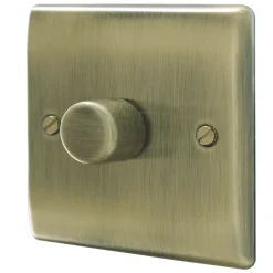 British General Nexus Metal 1-Gang 2-Way LED Dimmer Switch Antique Brass
