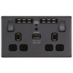 LAP 13A 2-Gang SP Switched Wi-Fi Extender Socket + 2.1A 1-Outlet Type A USB Charger Slate-Effect With Black Inserts 7 LAP 13A 2-Gang SP Switched Wi-Fi Extender Socket + 2.1A 1-Outlet Type A USB Charger Slate-Effect With Black Inserts -British General Shop 745KJ A1