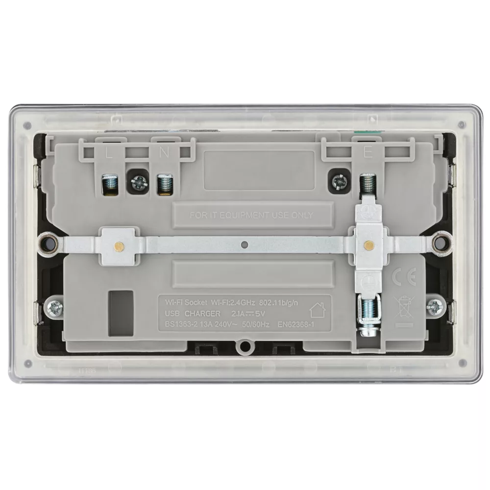 LAP 13A 2-Gang SP Switched Wi-Fi Extender Socket + 2.1A 1-Outlet Type A USB Charger Slate-Effect With Black Inserts 6 LAP 13A 2-Gang SP Switched Wi-Fi Extender Socket + 2.1A 1-Outlet Type A USB Charger Slate-Effect With Black Inserts - Image 4