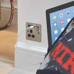 LAP 13A 1-Gang SP Switched Socket + 2.1A 2-Outlet Type A USB Charger Black Nickel With Black Inserts -British General Shop 7468F A2