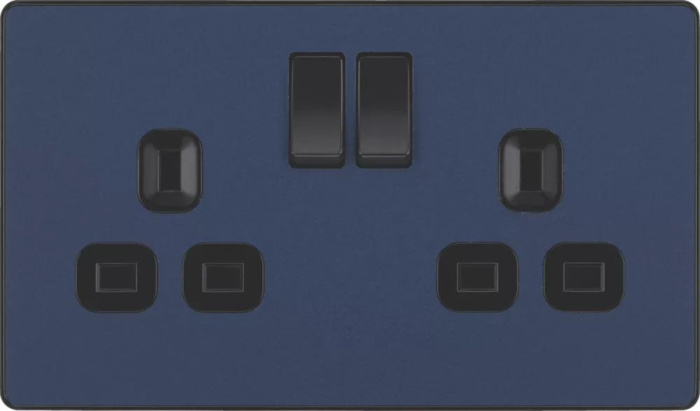 British General Evolve 13A 2-Gang SP Switched Socket Blue With Black Inserts 5 British General Evolve 13A 2-Gang SP Switched Socket Blue With Black Inserts - Image 3