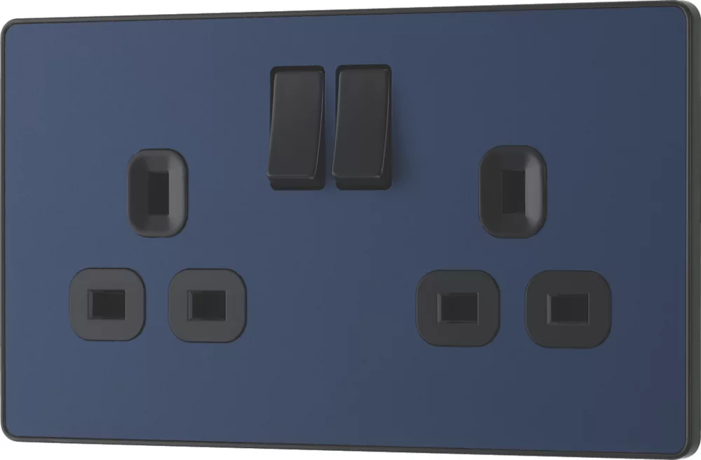 British General Evolve 13A 2-Gang SP Switched Socket Blue With Black Inserts 6 British General Evolve 13A 2-Gang SP Switched Socket Blue With Black Inserts - Image 4