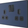 British General Evolve 13A 2-Gang SP Switched Socket Blue With Black Inserts 1 British General Evolve 13A 2-Gang SP Switched Socket Blue With Black Inserts -British General Shop 749RF P