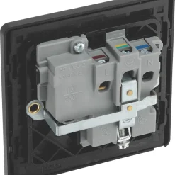 British General Evolve 13A 1-Gang SP Switched Socket Matt Black With Black Inserts -British General Shop 753RF A4