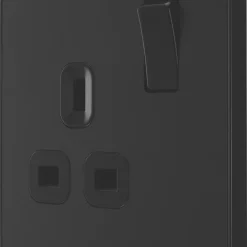 British General Evolve 13A 1-Gang SP Switched Socket Matt Black With Black Inserts
