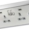 Knightsbridge SKR009A 13A 2-Gang SP Switched Socket + 2.4A 2-Outlet Type A USB Charger Stainless Steel With Colour-Matched Inserts 2 Knightsbridge SKR009A 13A 2-Gang SP Switched Socket + 2.4A 2-Outlet Type A USB Charger Stainless Steel With Colour-Matched Inserts -British General Shop 758VF P