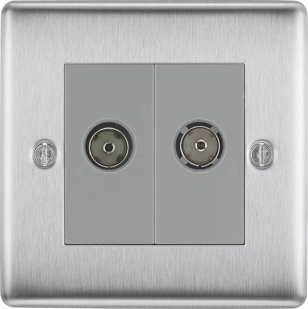 British General NEXUS METAL 1-Gang Duplex TV Socket Brushed Steel 4 British General NEXUS METAL 1-Gang Duplex TV Socket Brushed Steel - Image 2